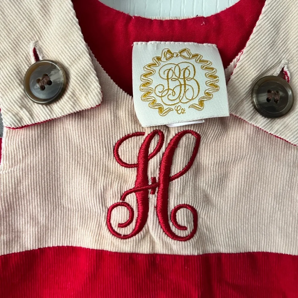 The Beaufort Bonnet Company "H" 0 to 6 months Corduroy Red Tan Jumper - Picture 4 of 5